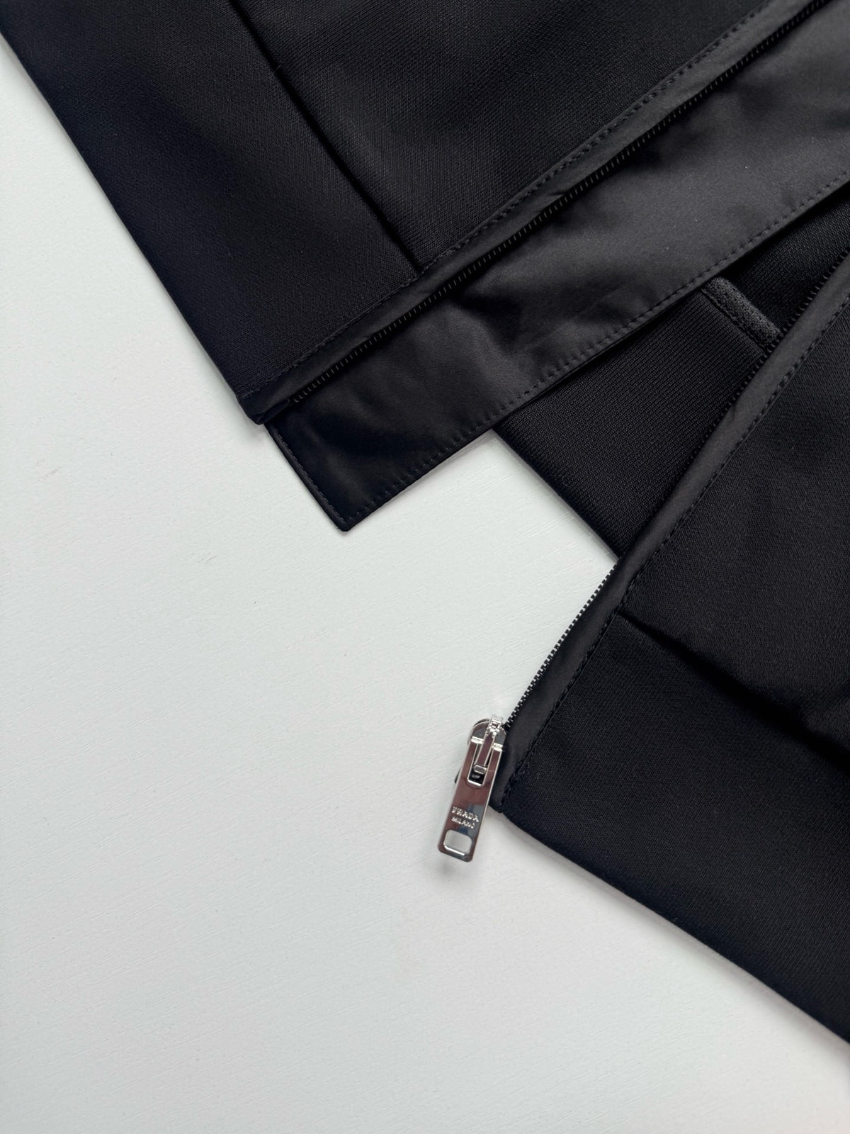 Prada Cotton Fleece Zipper Jacket with Re-Nylon Details "Black"