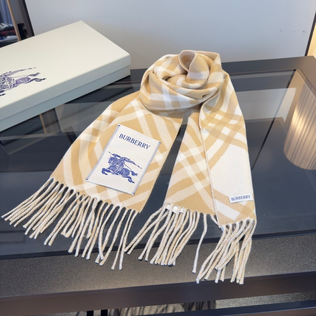 Burberry Check Cashmere Scarf "Beige-Cream"