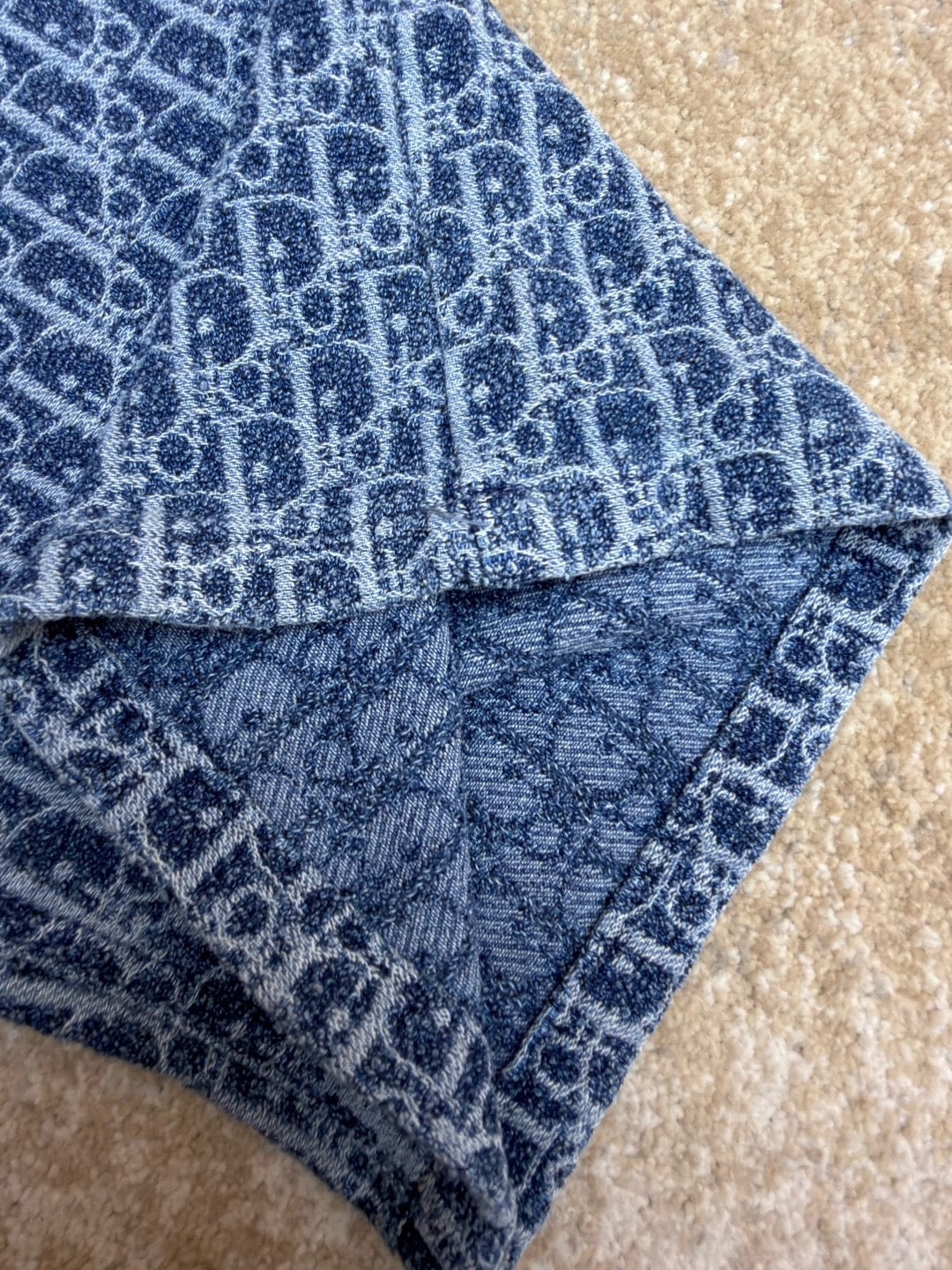 Dior Oblique Shorts "Blue Spongy Cotton-Blend Twill"