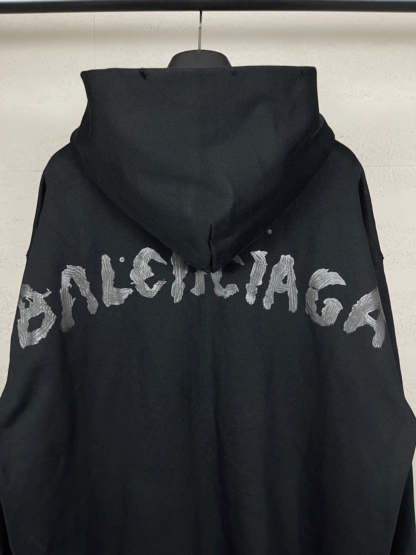 Balenicaga Back Paint Logo Zip-up Hoodie "Black"