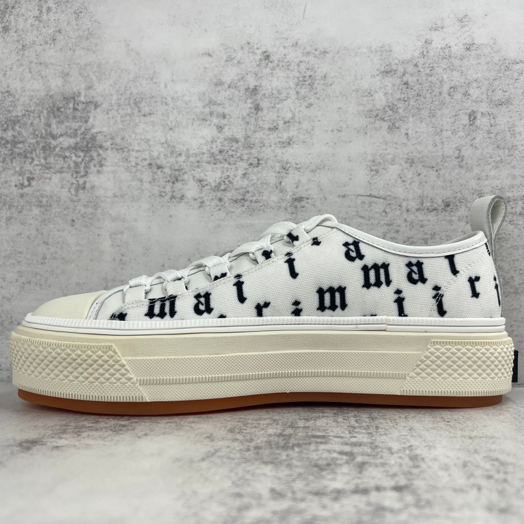 Amiri Court Low "White-Black Old English"