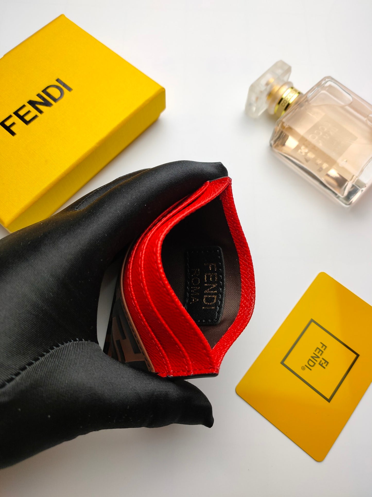Fendi FF Logo Leather Card Holder