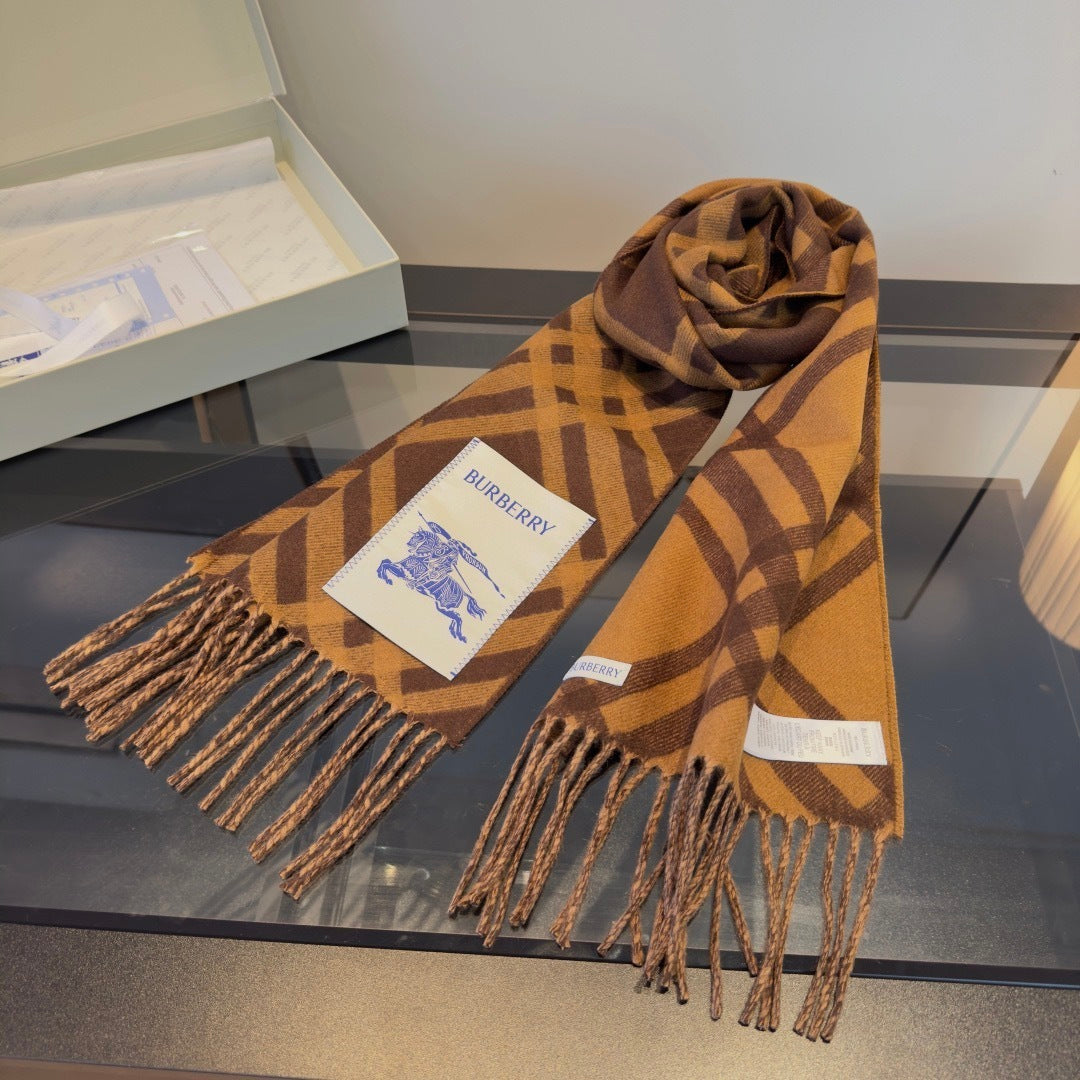 Burberry Check Cashmere Scarf "Brown"
