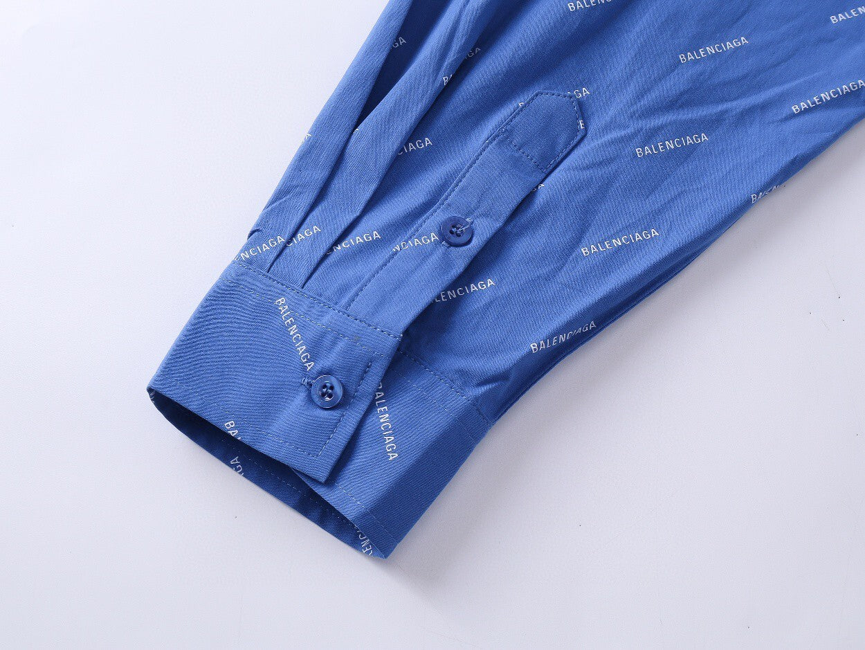 Balenciaga All Over Logo Shirt "Blue"