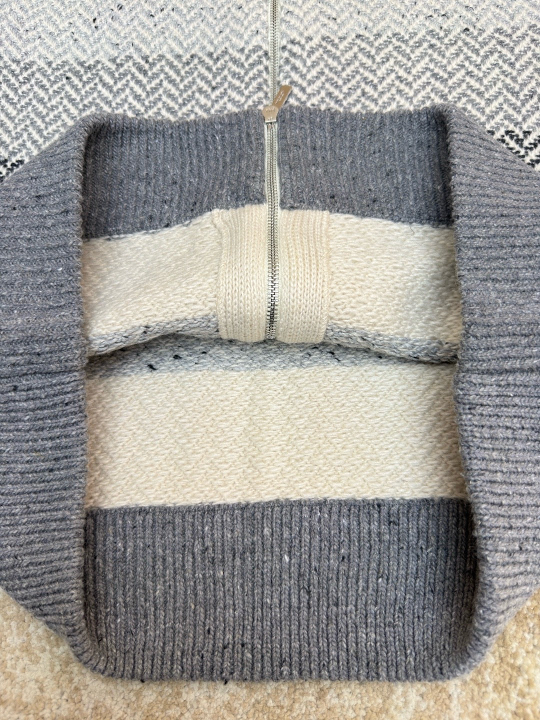 Thom Browne Donegal and Cushendale Herringbone Jacquard Bomber Jacket "Tonal Grey"