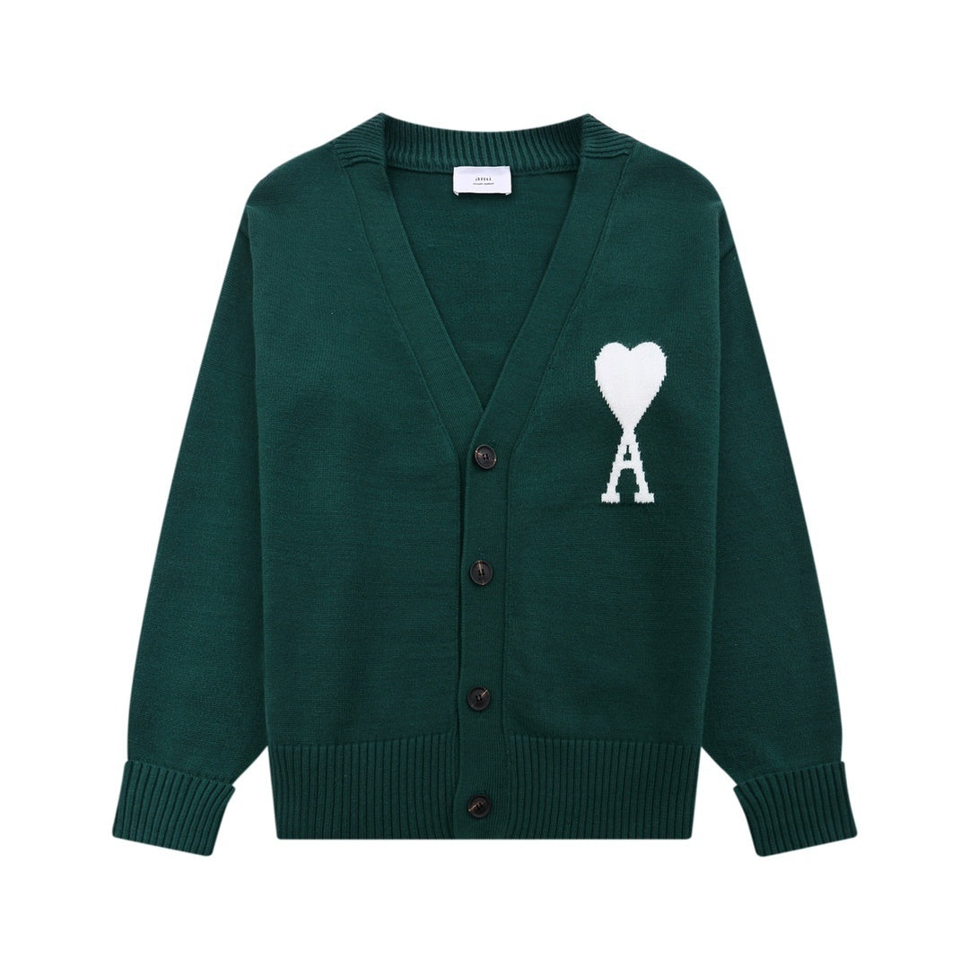 AMI Paris Ami De Coeur Cardigan "Dark Green"