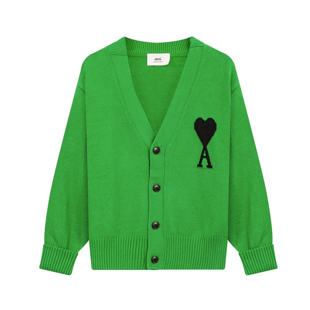 AMI Paris Ami De Coeur Cardigan "Green"