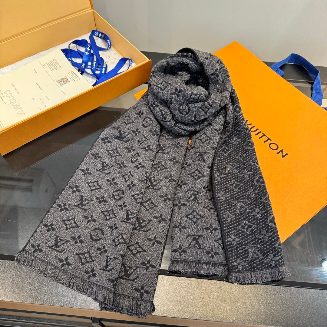 Louis Vuitton Classic Monogram Scarf "Grey"