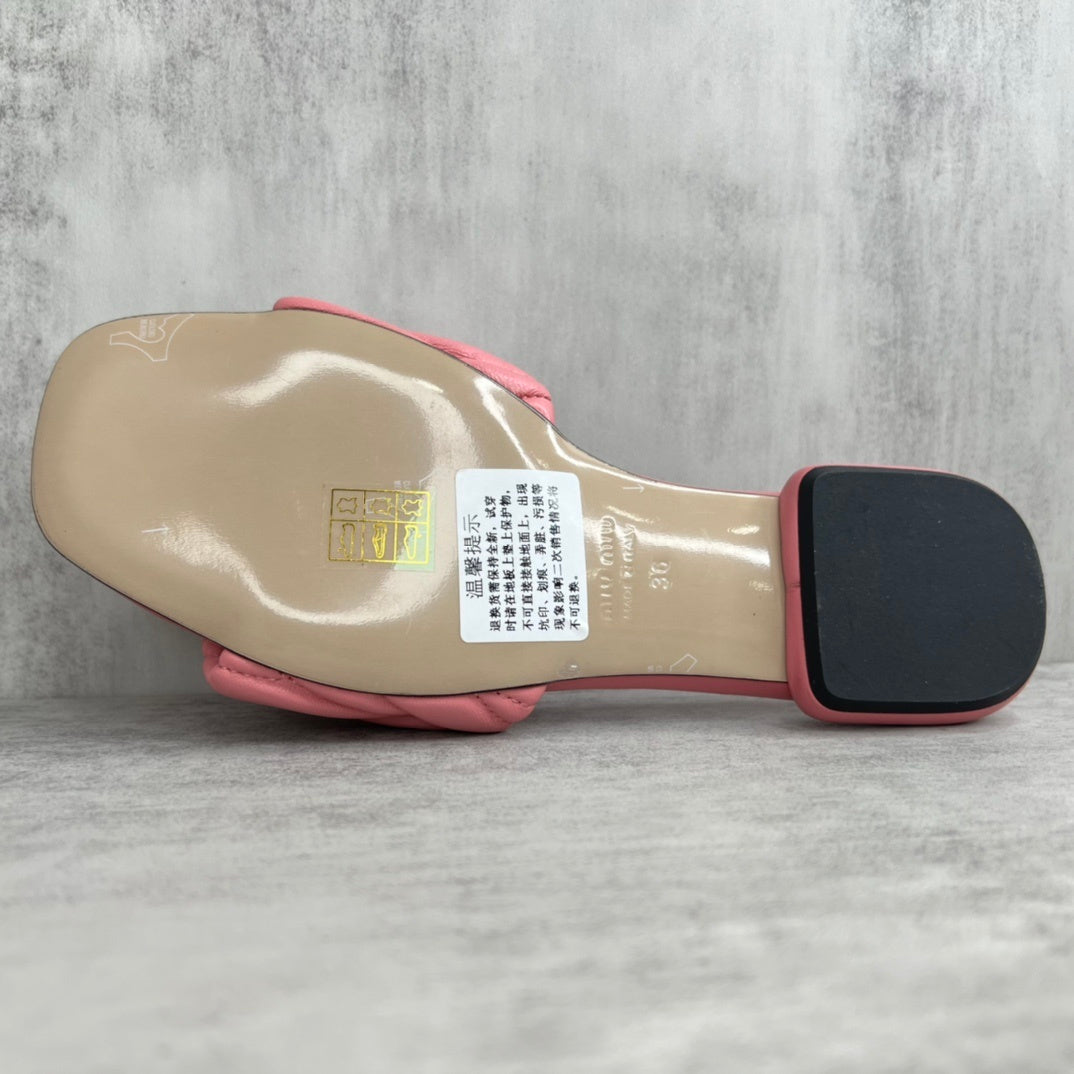 Miu Miu Logo Matelassé Leather Slides "Pink"