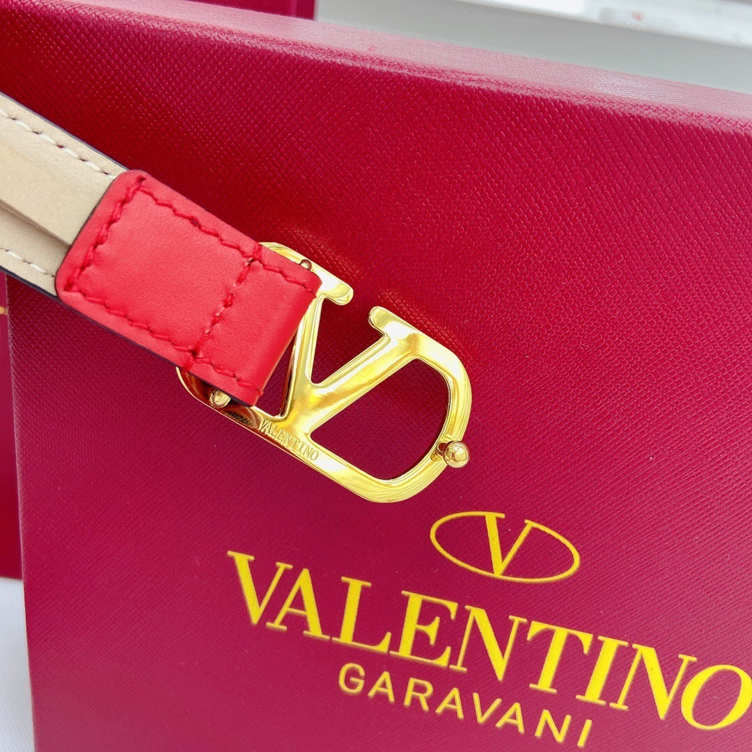 Valentino VLogo Signature 20mm Leather Belt "Red"