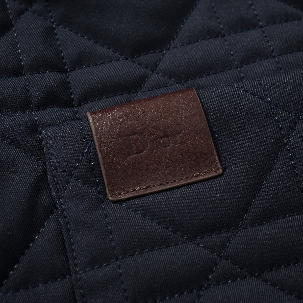 Dior Cannage Overshirt with Leather Dior Patch "Navy Blue Cotton"