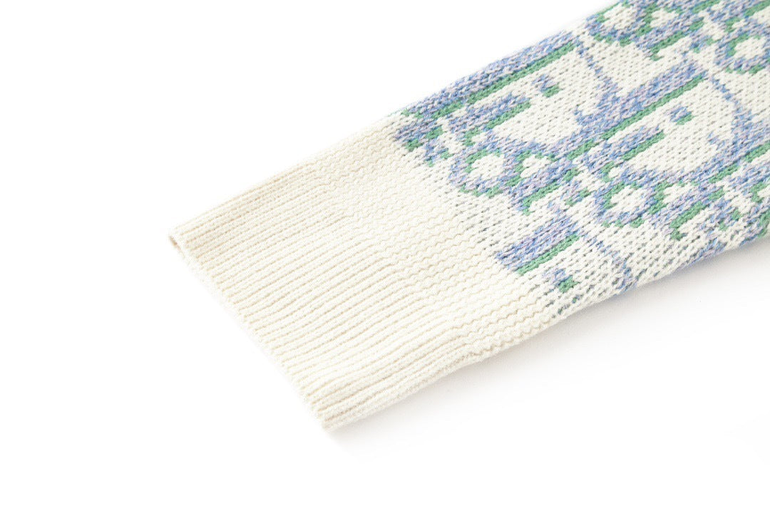 Dior Oblique Sweater "White and Blue Wool Jacquard"