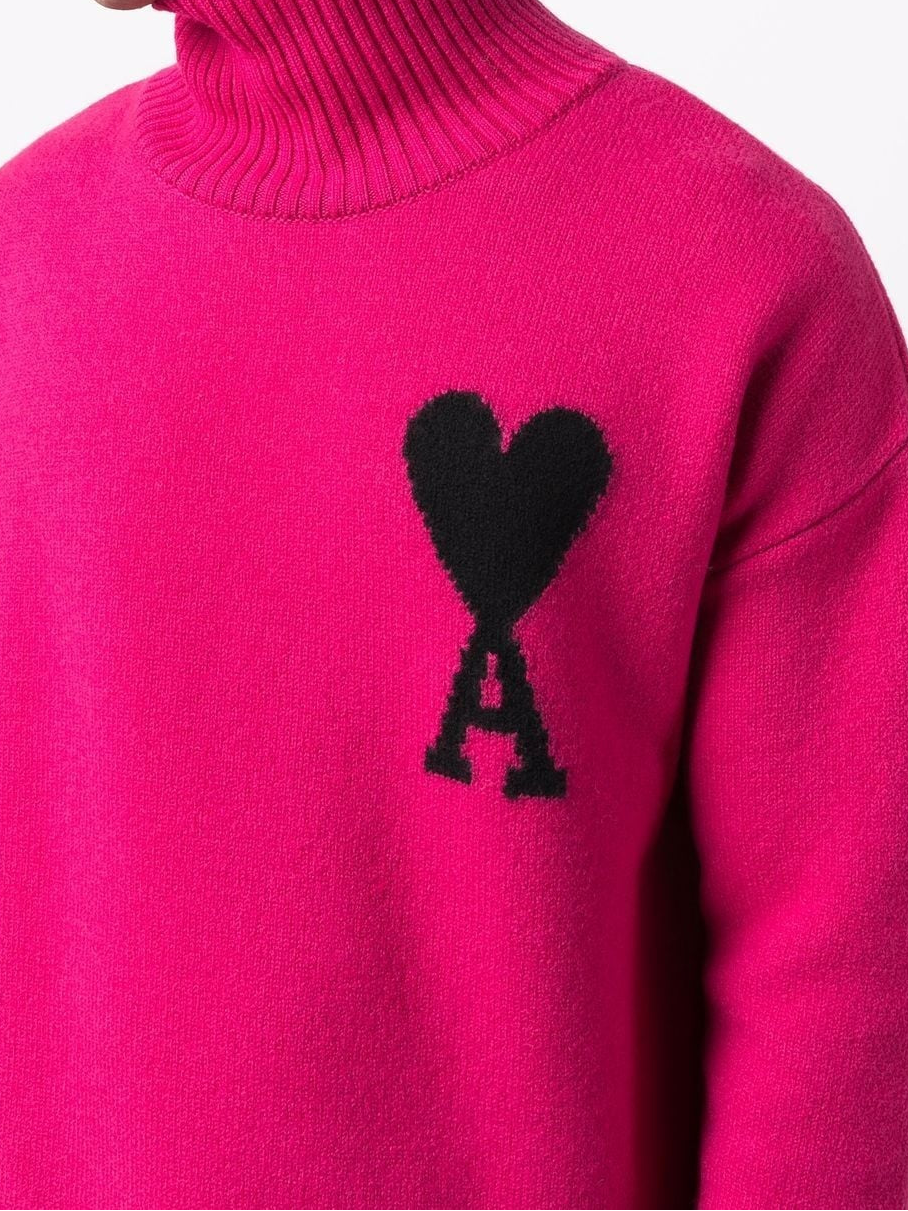 AMI Paris Ami De Coeur Turtleneck Sweater "Pink"