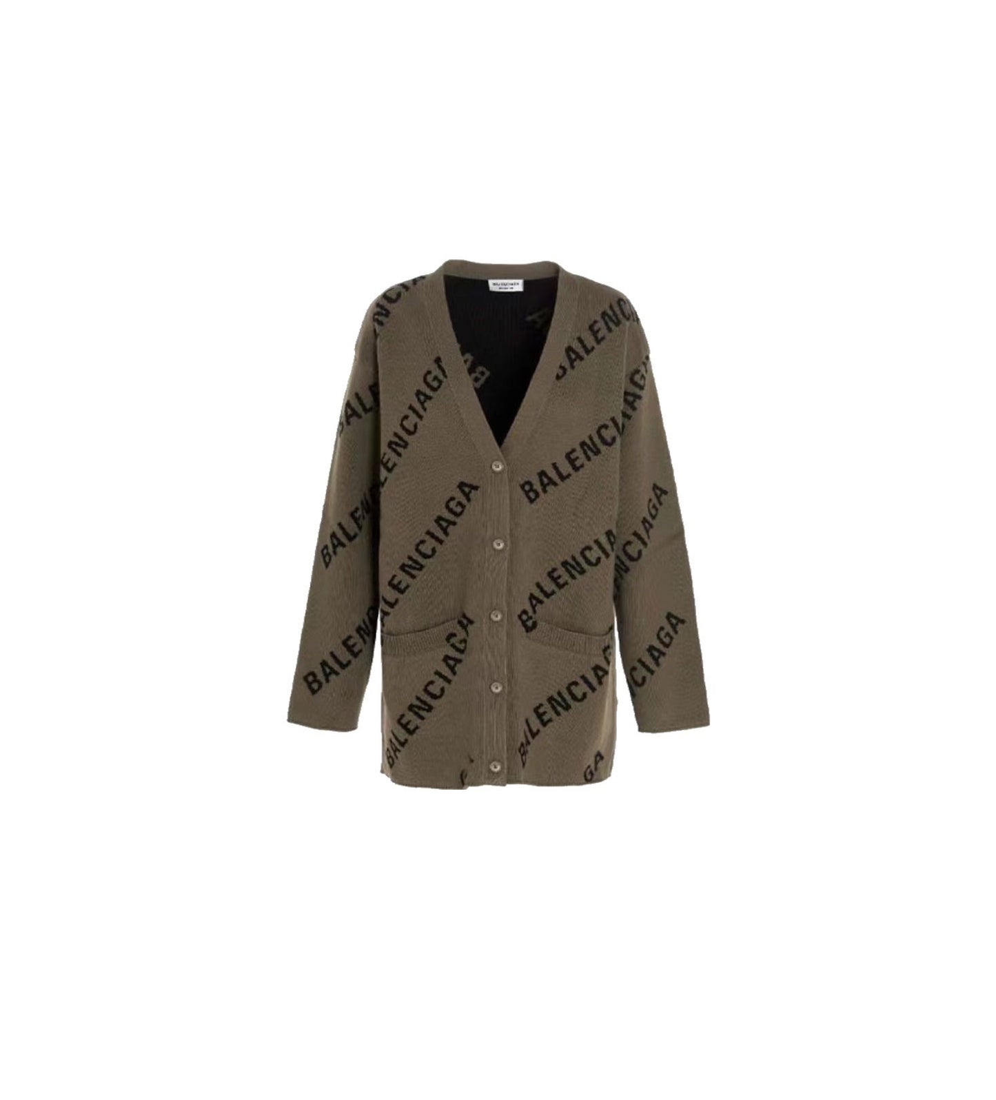 Balenciaga All-Over Logo Cardigan "Brown-Black"