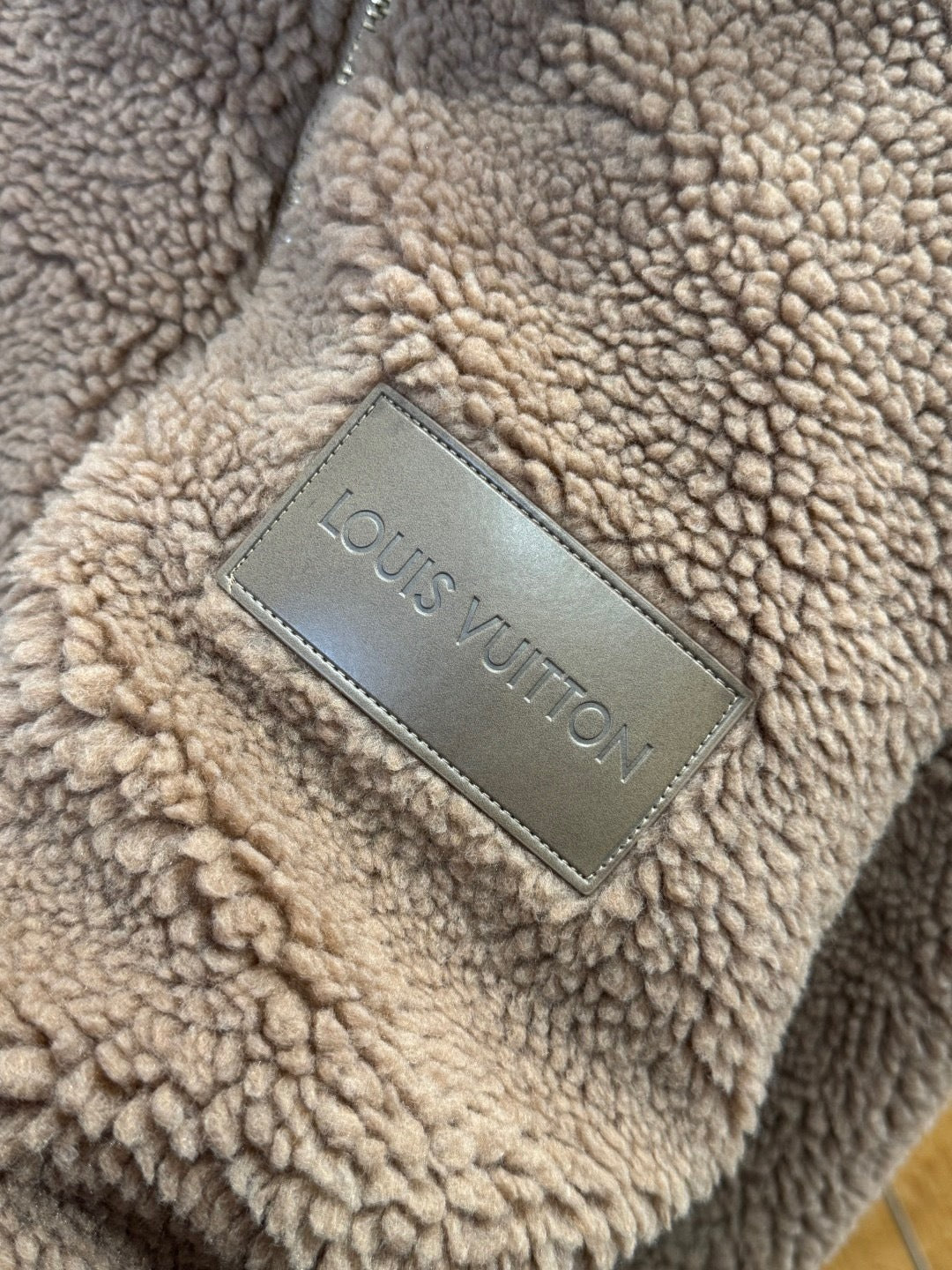 Louis Vuitton Fleece Jacket with Leather Patch "Beige"