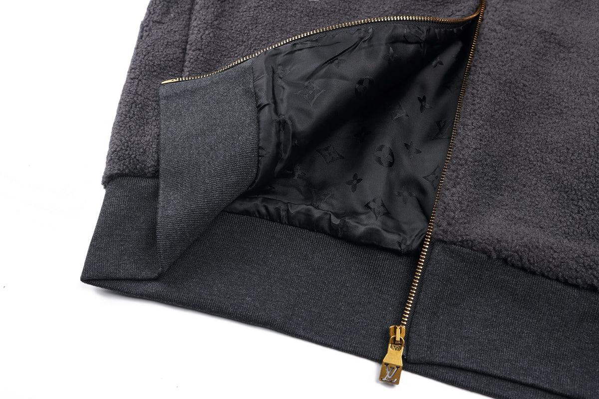 Louis Vuitton Fleece Jacket with Leather Patch "Grey"