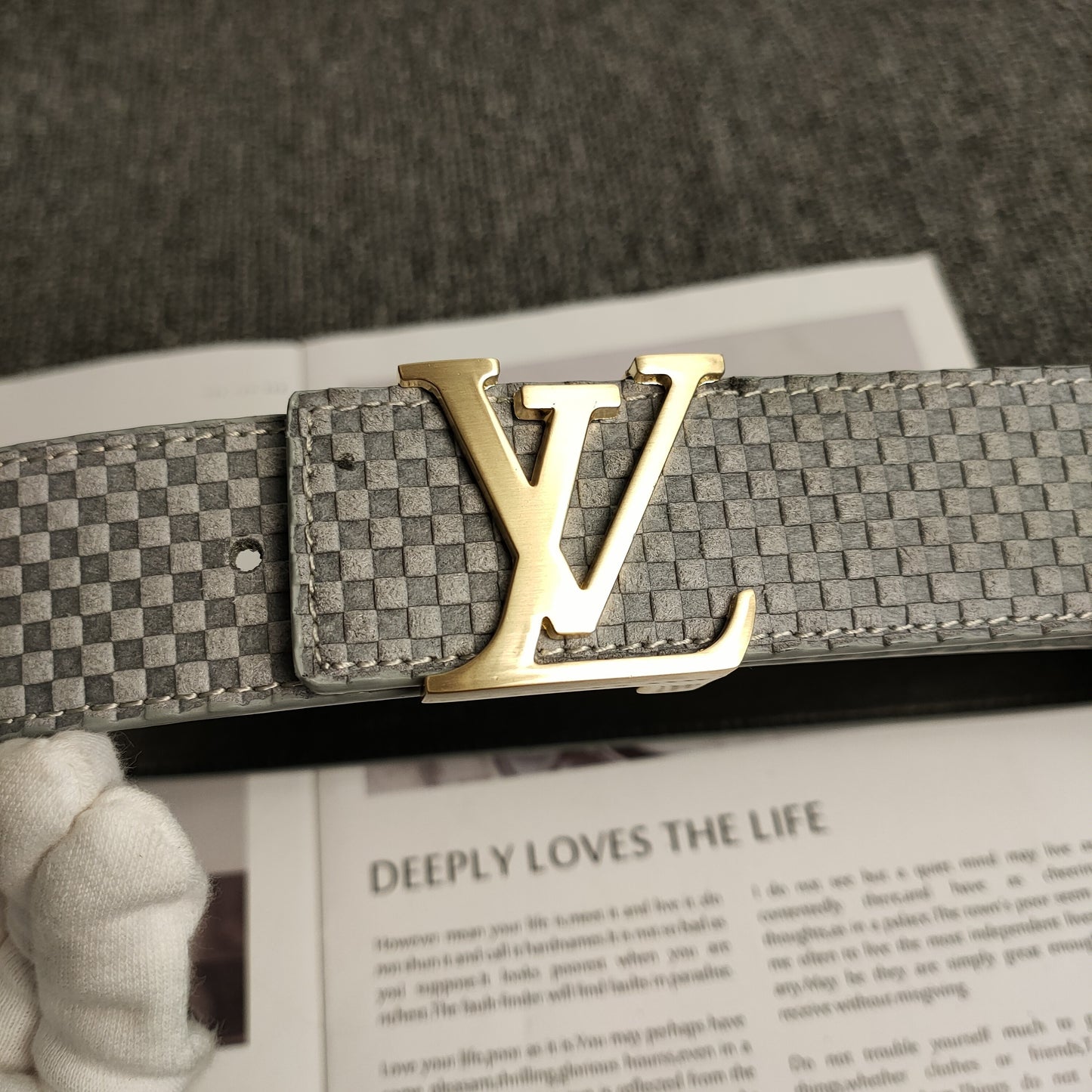Louis Vuitton Leather Belt "Grey-Gold"