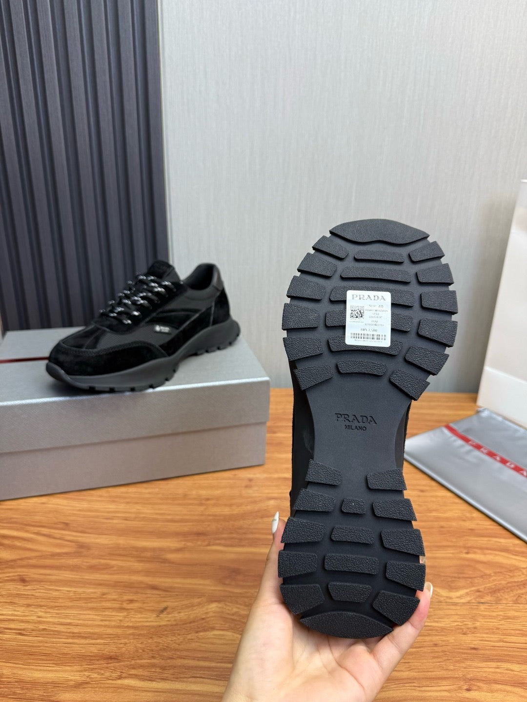 Prada Mesh fabric and Suede Sneakers "Black"