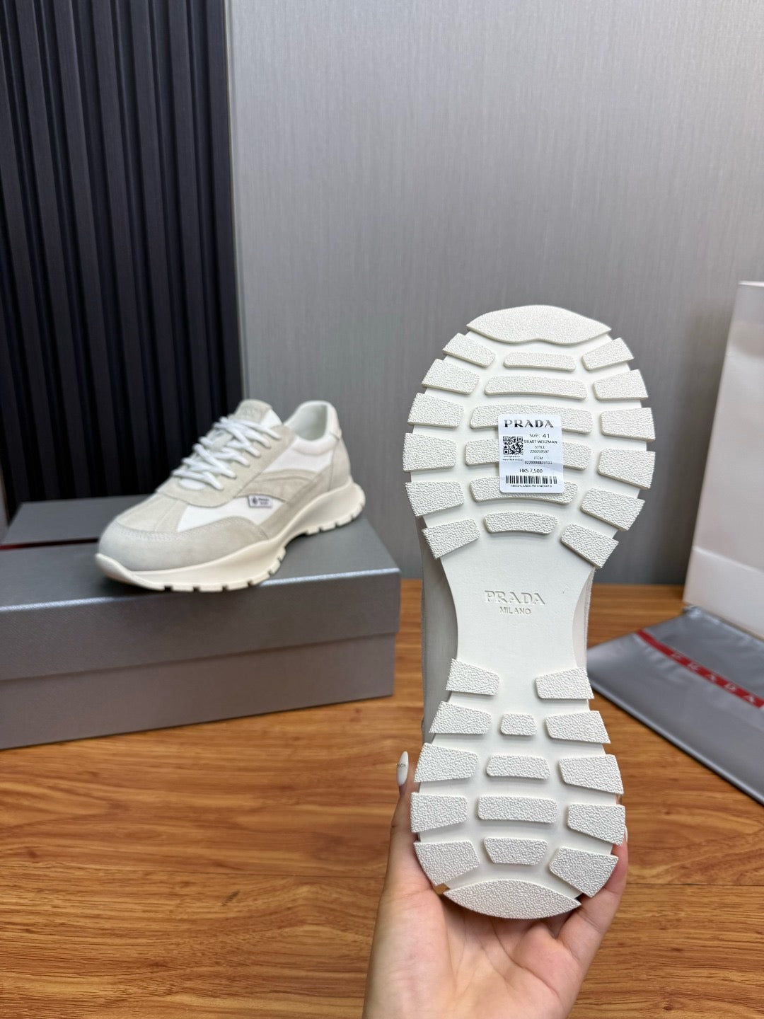 Prada Mesh fabric and Suede Sneakers "White"