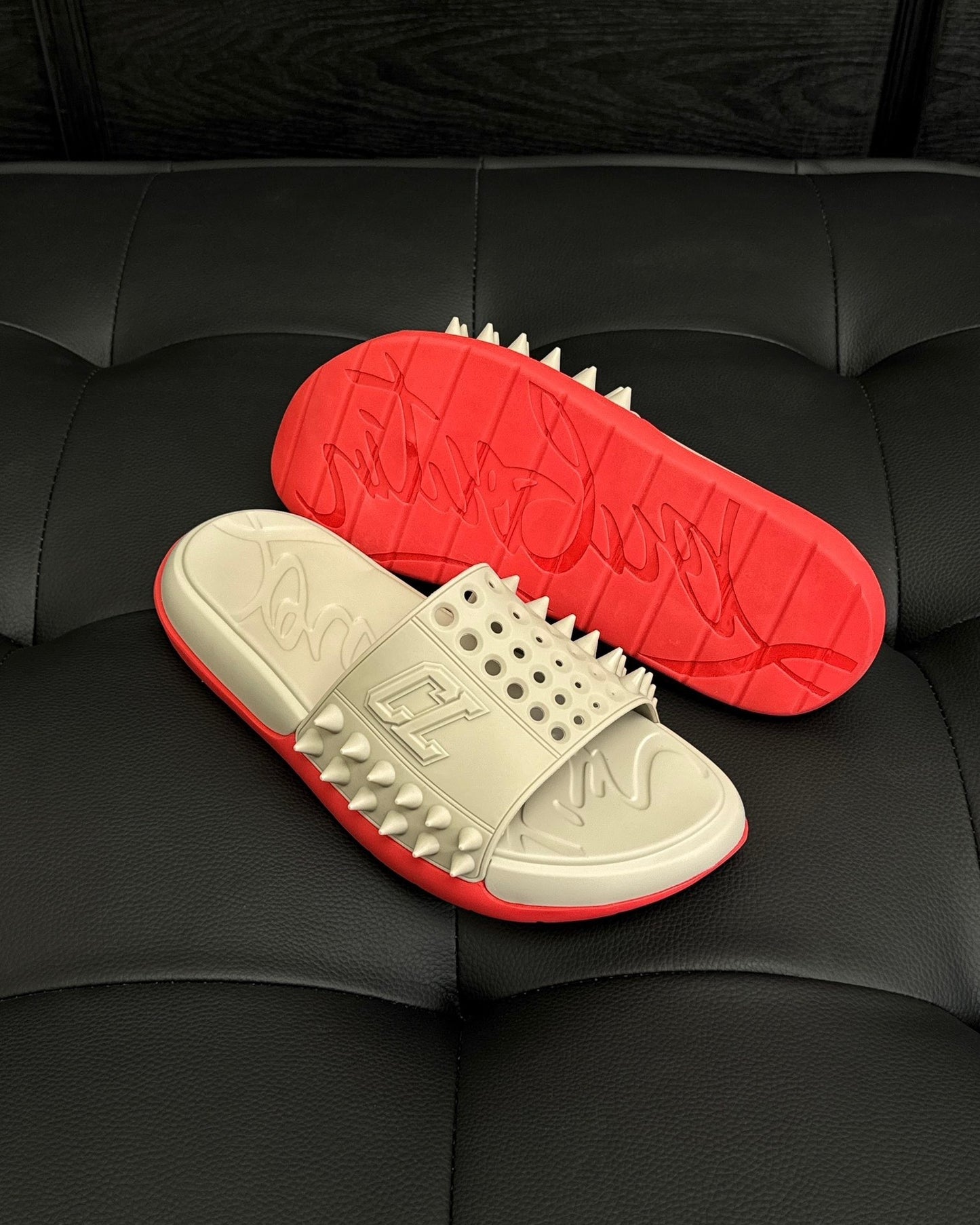 Christian Louboutin Take It Easy Slides "Beige"