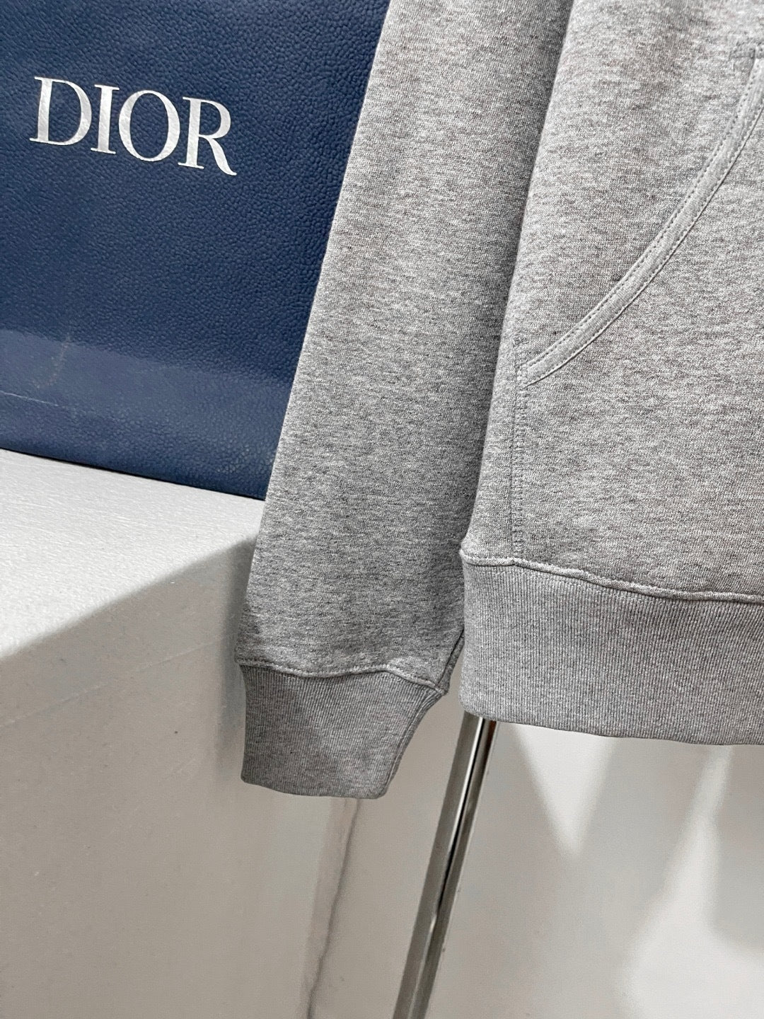 Dior Hooded Sweatshirt with Dior Embroidery “Grey Cotton Fleece”
