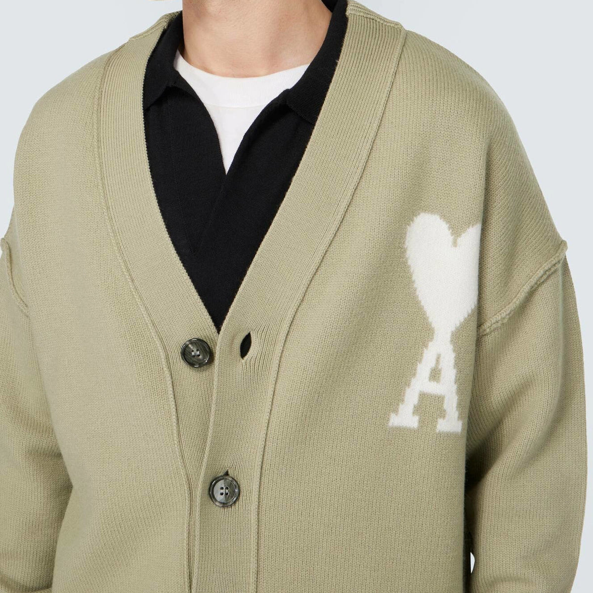 AMI Paris Ami De Coeur Cardigan "Beige"