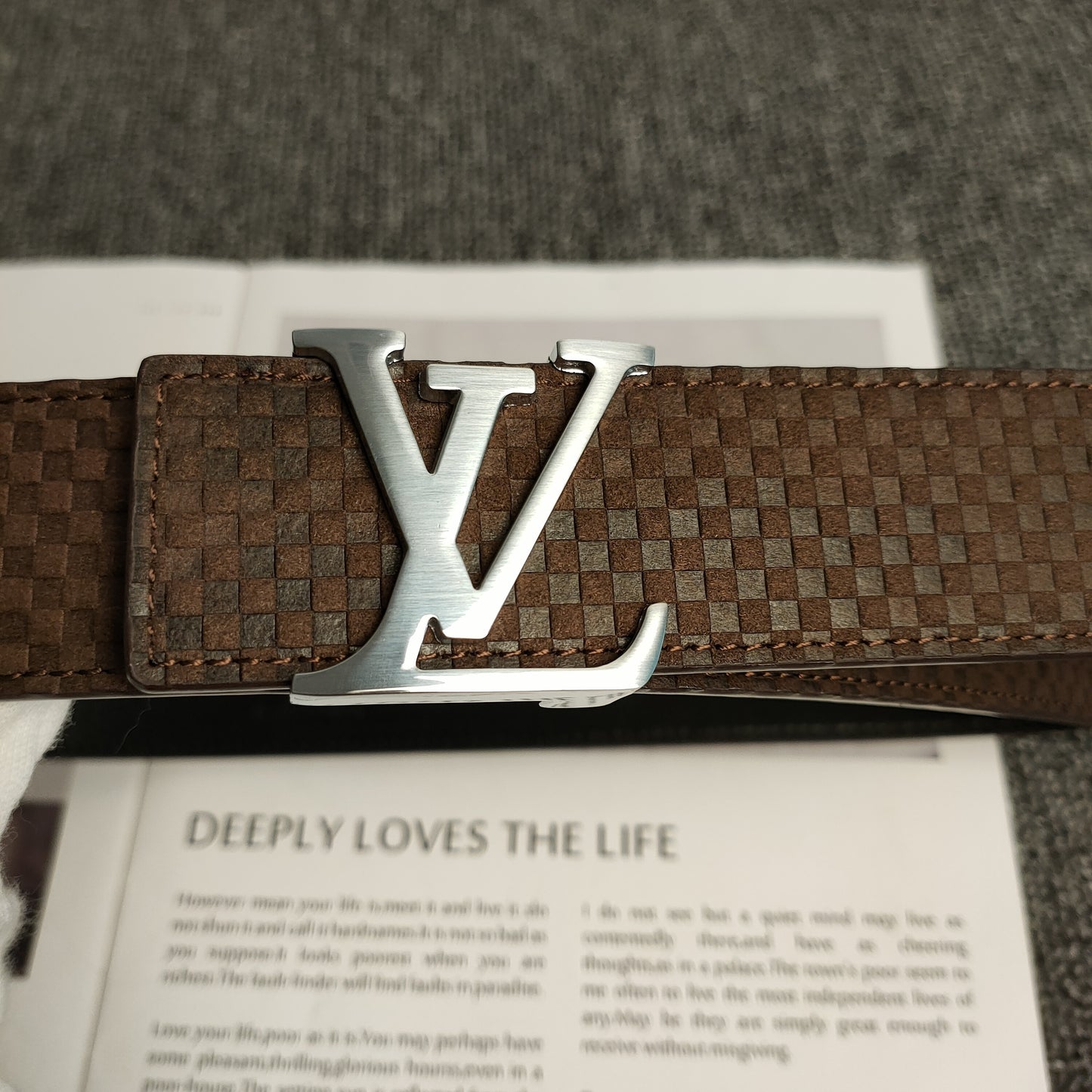 Louis Vuitton Leather Belt "Brown-Silver"