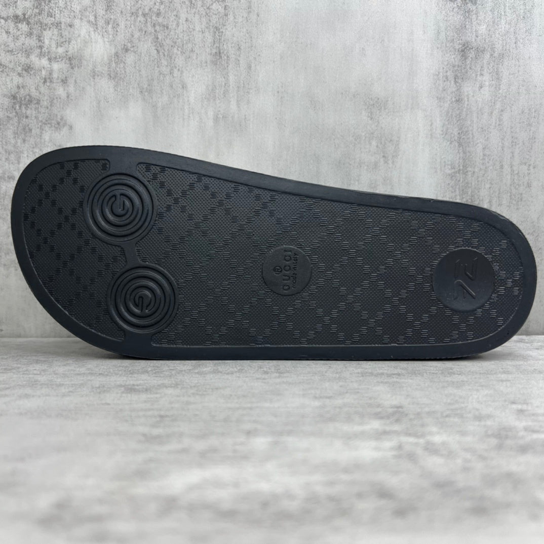 Gucci Not Fake Print Slides "Black-Beige"