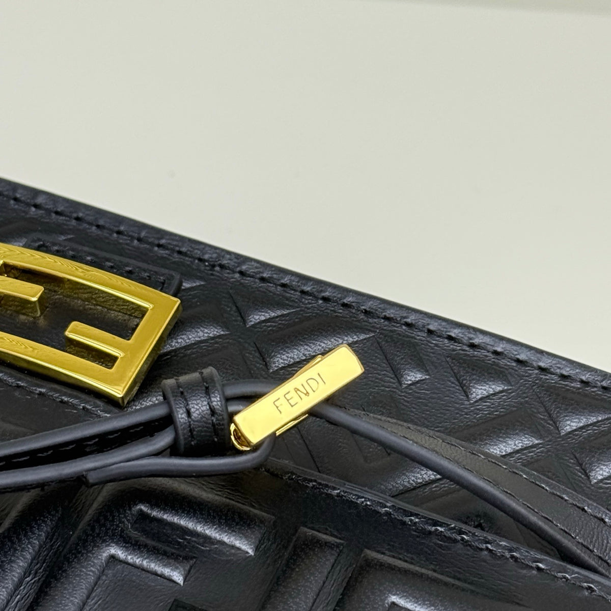 Fendi Tube Wallet On Chain "Black Nappa Leather Wallet with FF Motif"
