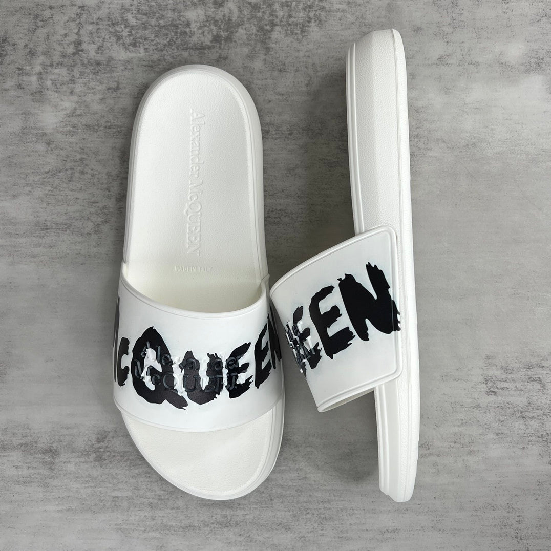 Alexander McQueen Graffiti Rubber Pool Slide "White-Black"