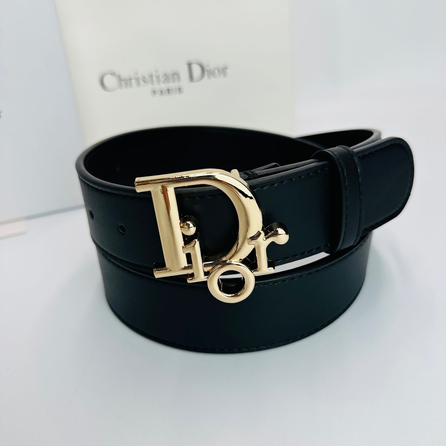 Dior Leather Belt "Black-Gold"