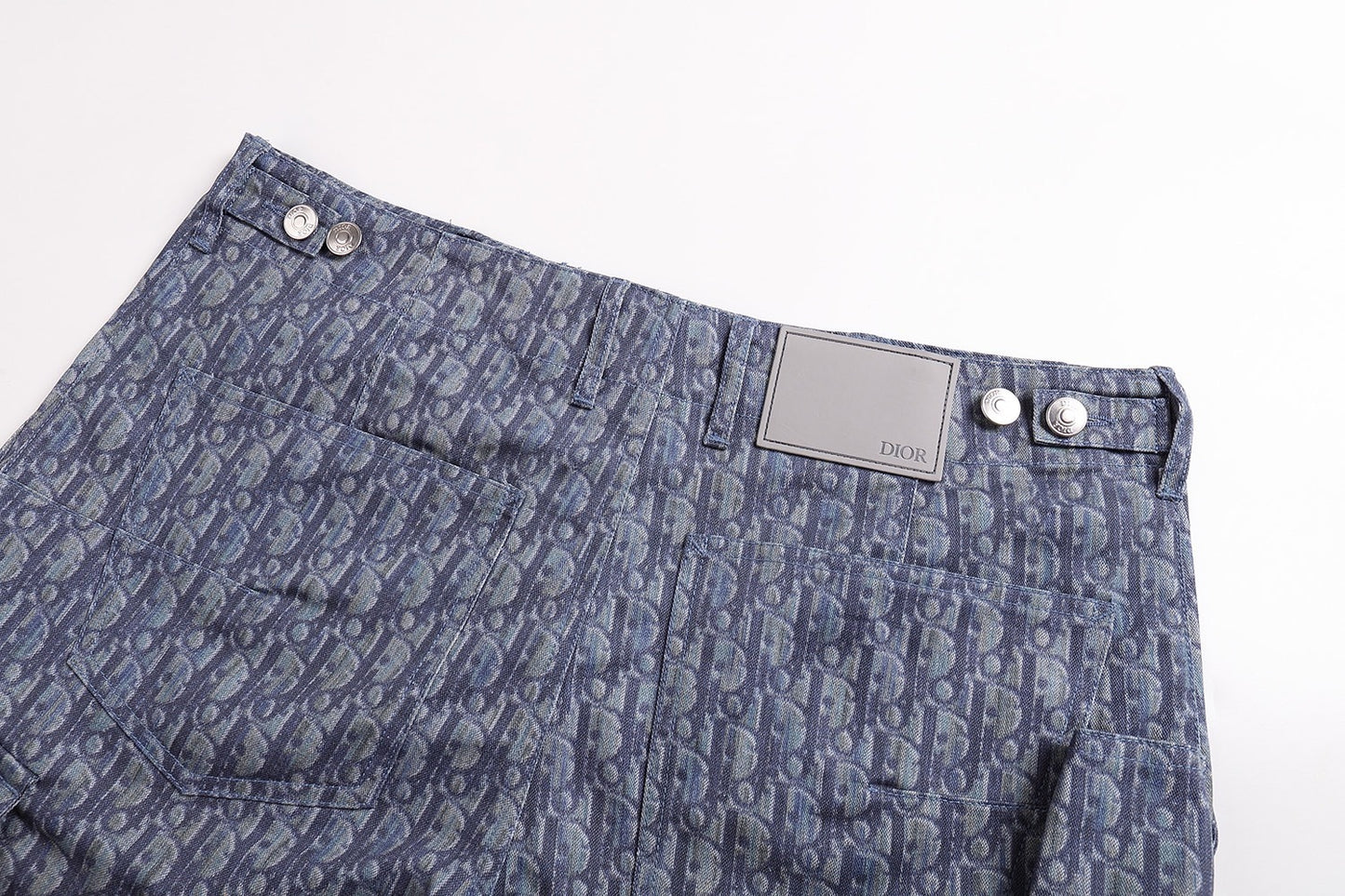 Dior Oblique Bermuda Cargo Shorts "Blue Cotton Blend Twill"