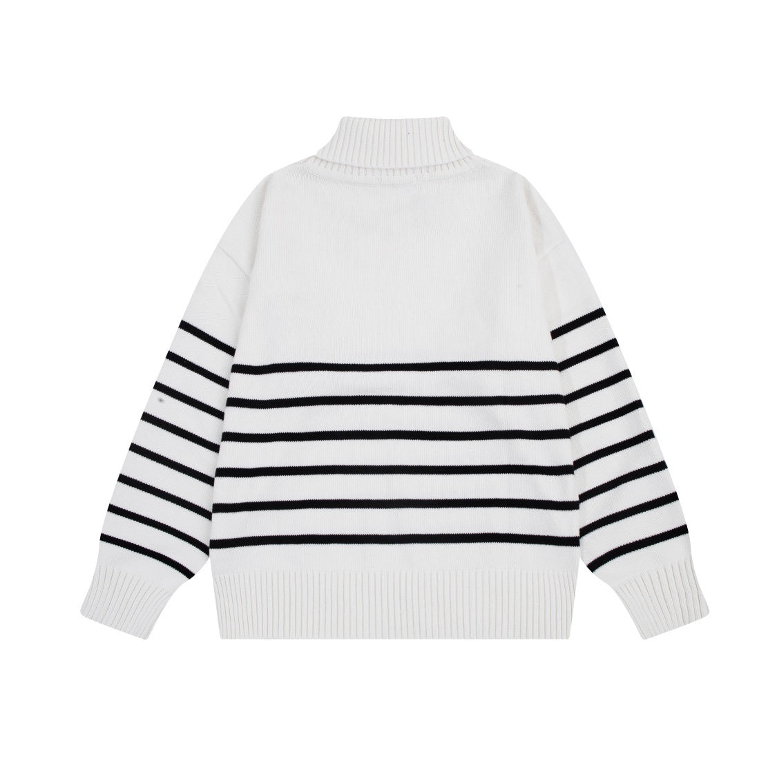 AMI Paris Ami De Coeur Funnel Neck Sweater "White-Black Stripes"