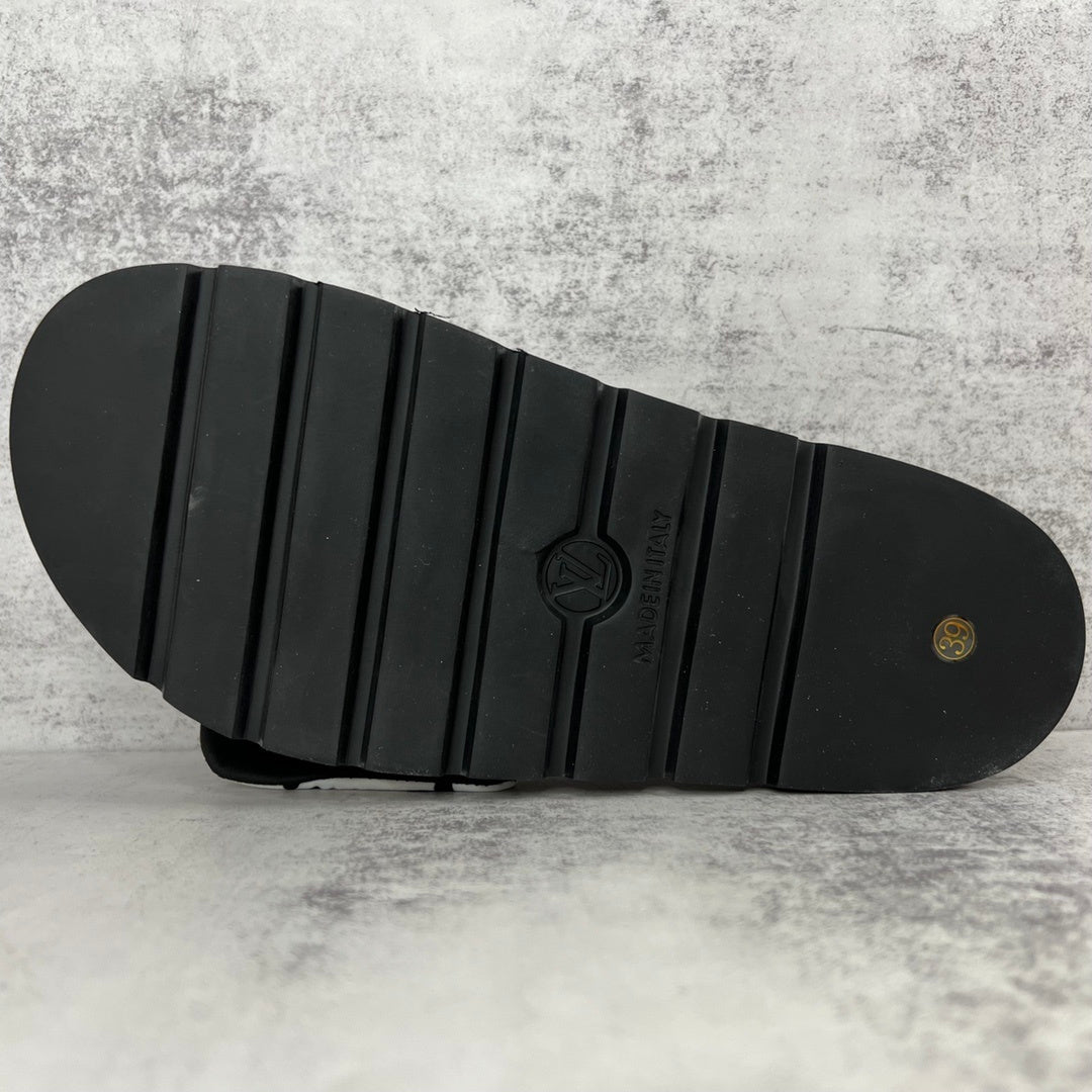 Louis Vuitton Slides "White-Black-Brown"