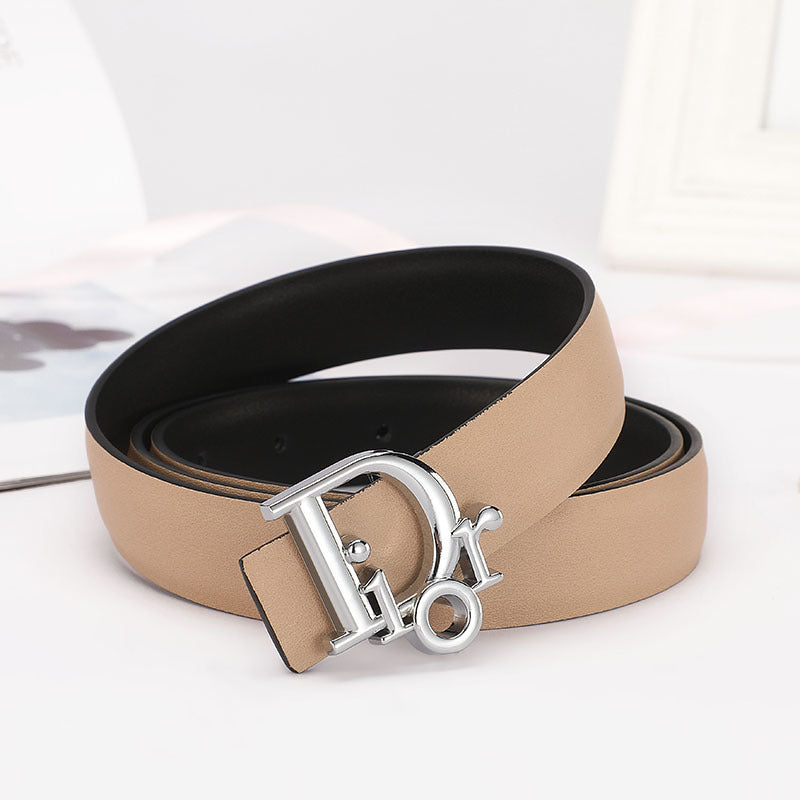 Dior Leather Belt "Beige-Silver"