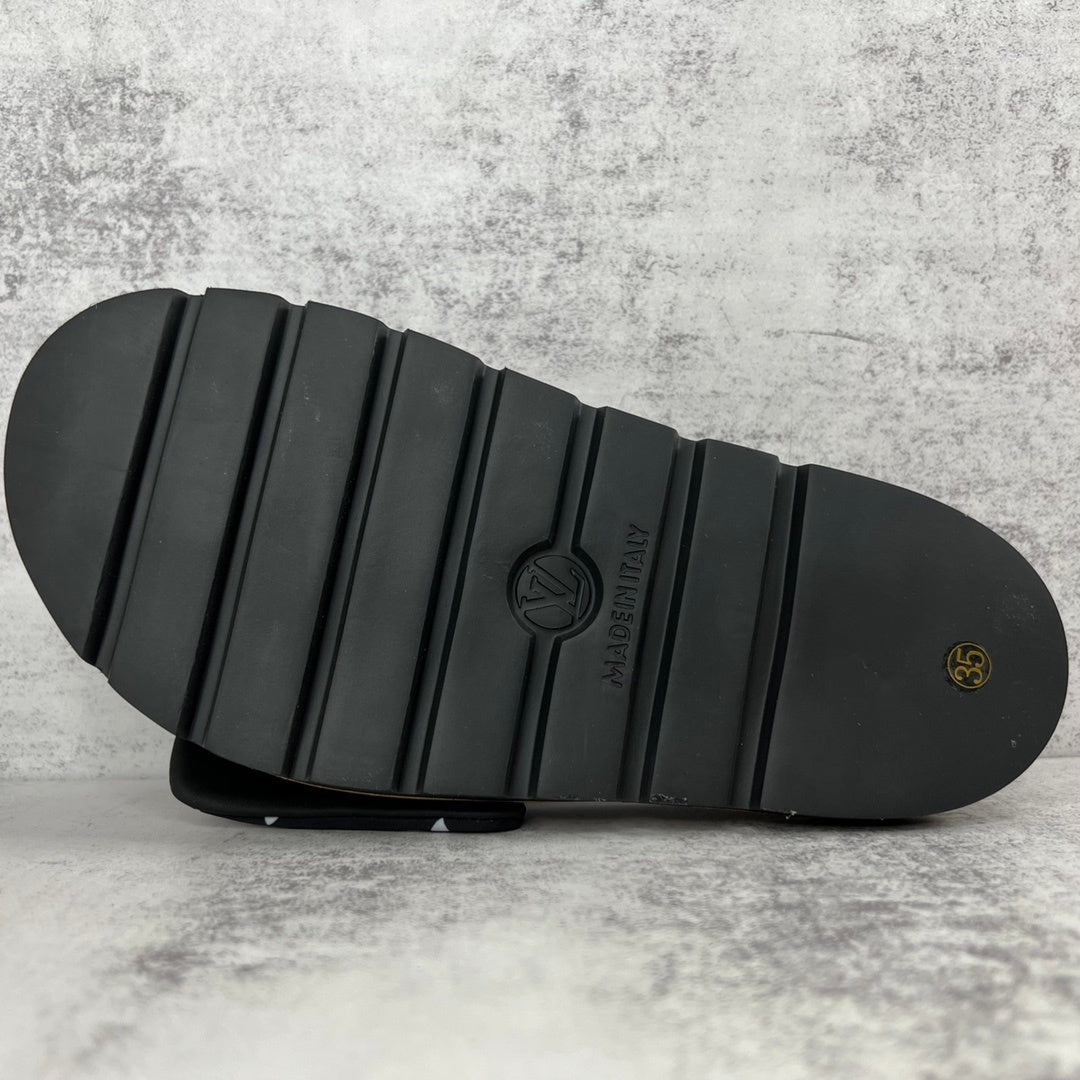 Louis Vuitton Slides "Black-White-Brown"