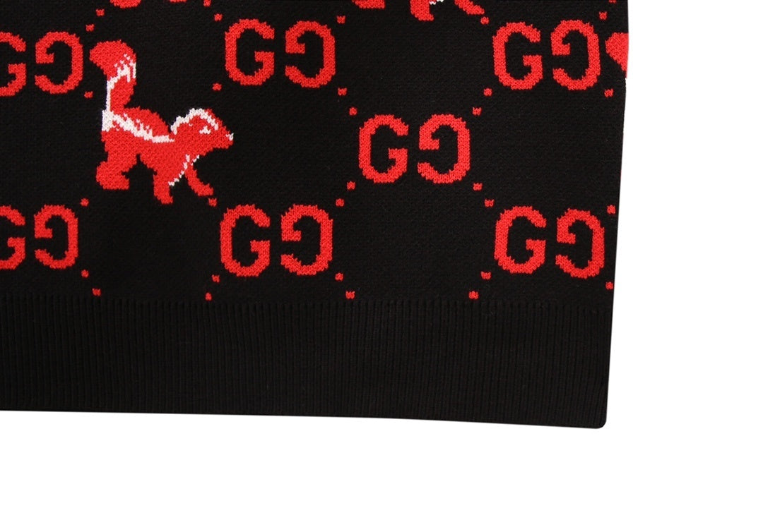Gucci GG and Skunk Sweater "Black-Red"