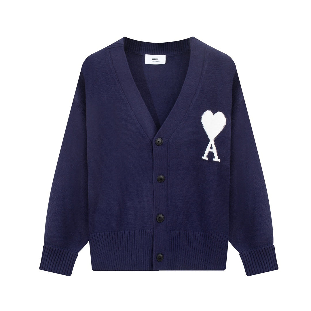 AMI Paris Ami De Coeur Cardigan "Navy Blue"