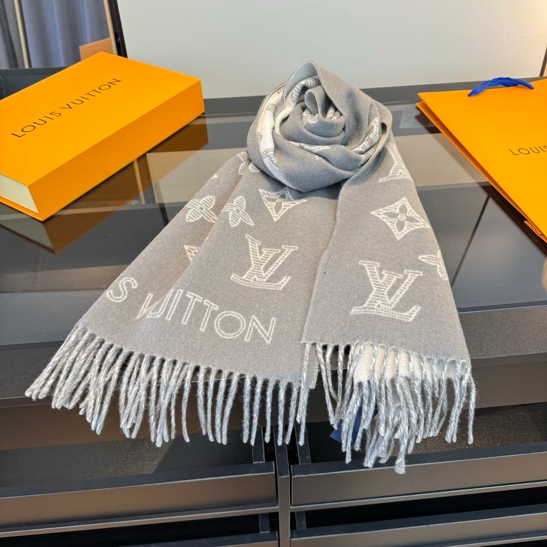 Louis Vuitton Monogram Shadow Scarf "Grey"