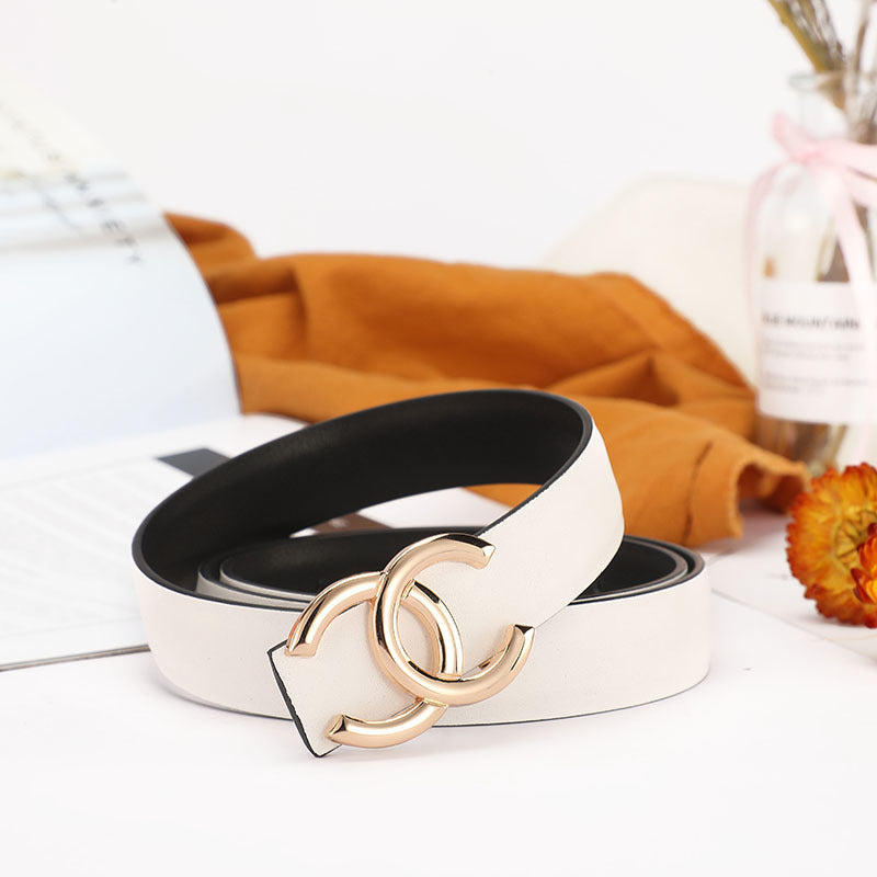 Chanel Leather Belt "White-Gold"