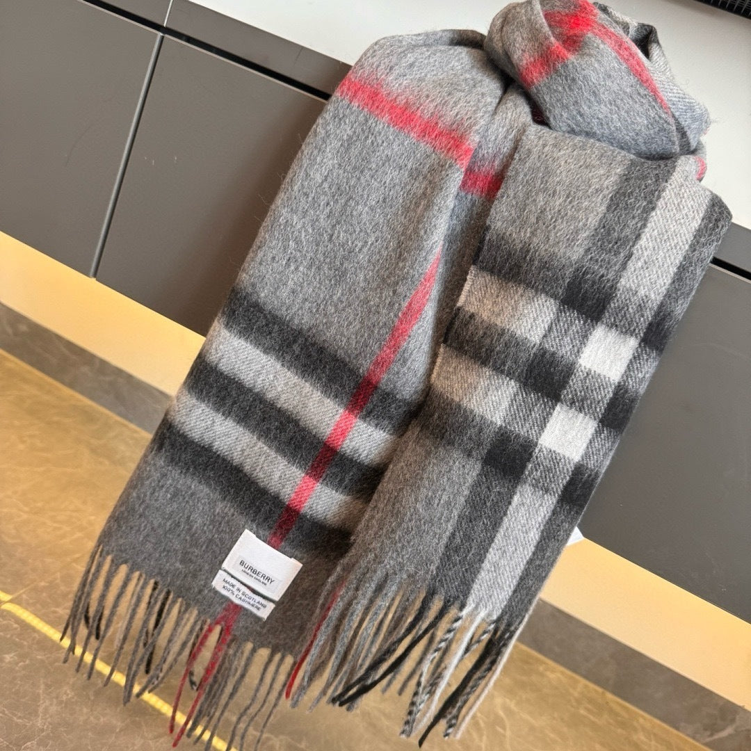 Burberry Cashmere Scarf "Grey-Black"