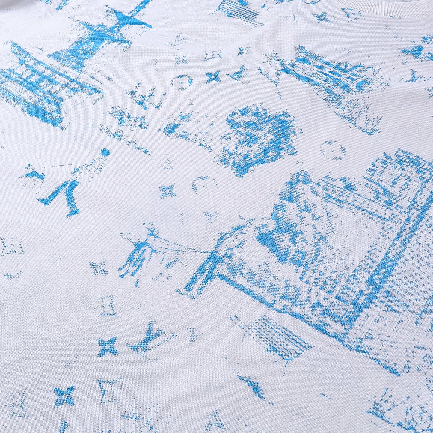 Louis Vuitton Pique Print T-Shirt "White-Blue"