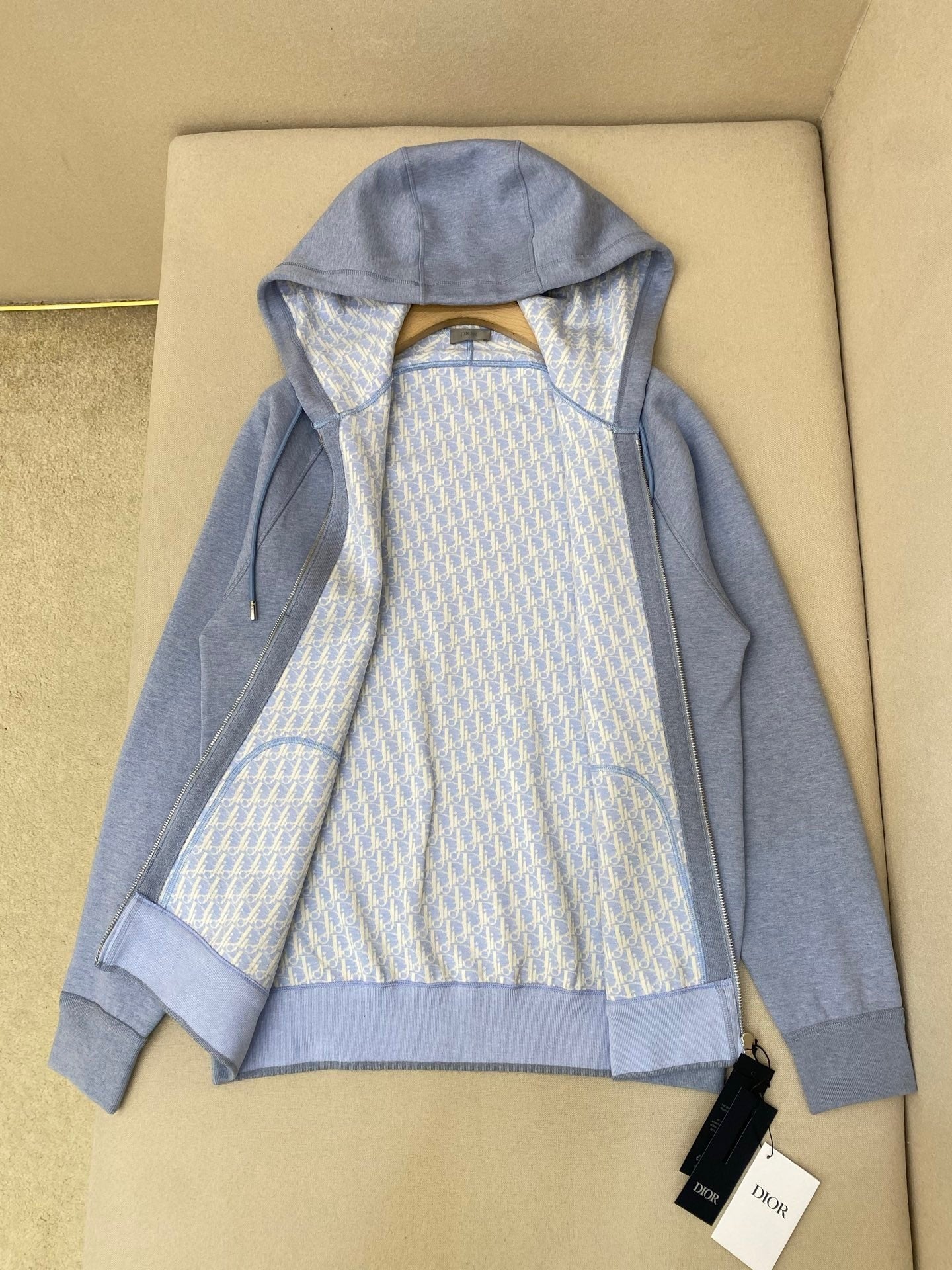 Dior Hooded Track Jacket "Gray Cotton and Cashmere Knit"