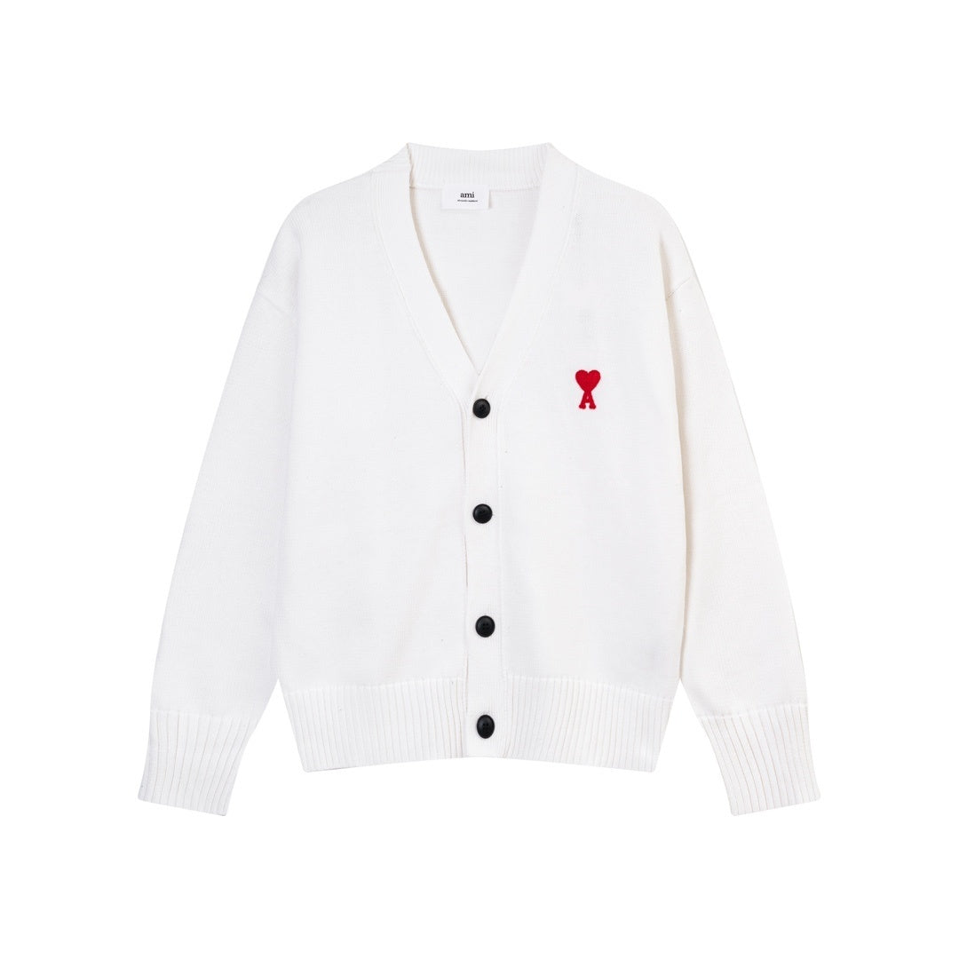 AMI Paris Ami De Coeur Cardigan "White"