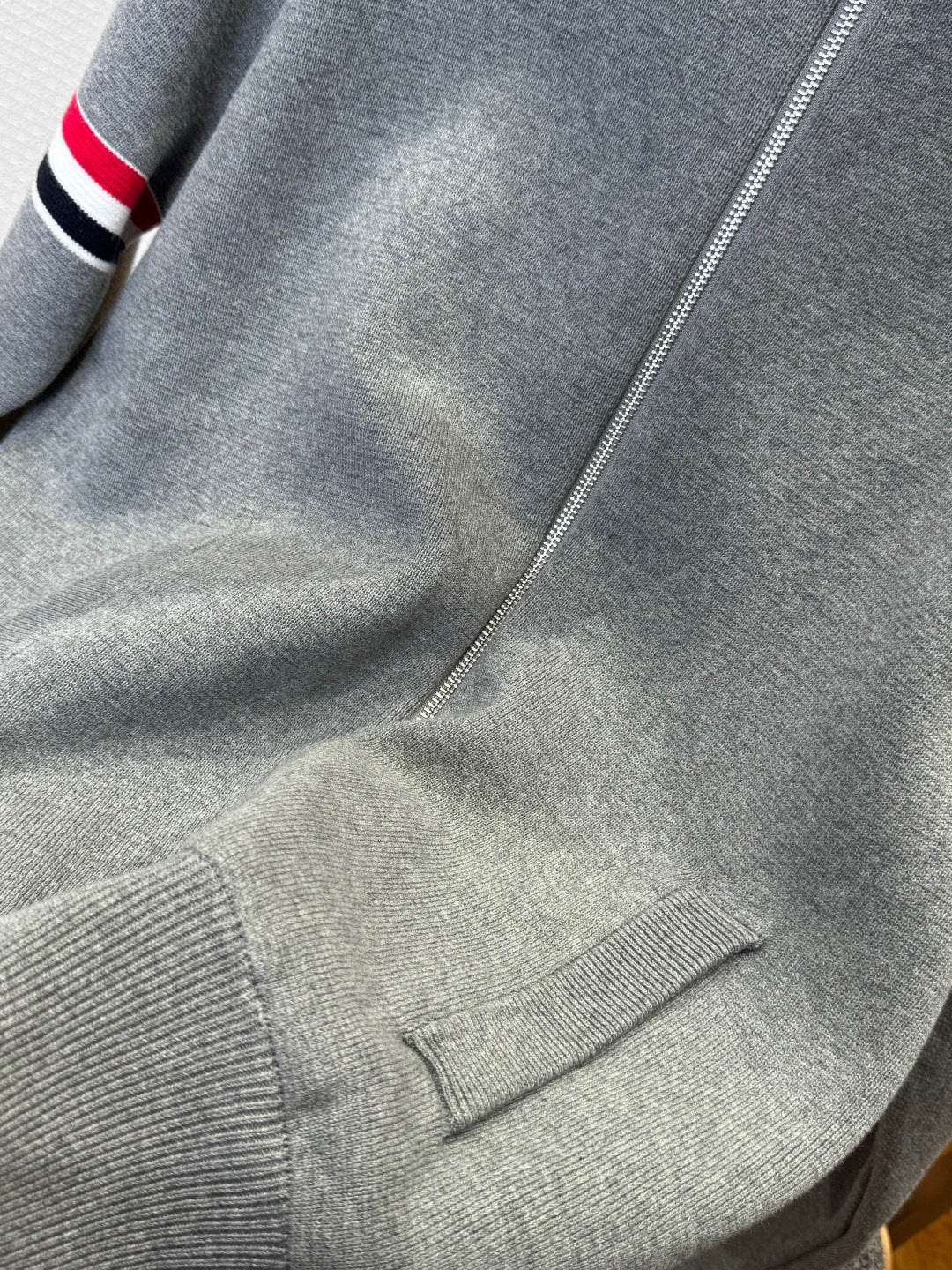 Thom Browne RWB Stripe Zipped Cardigan "Gray"