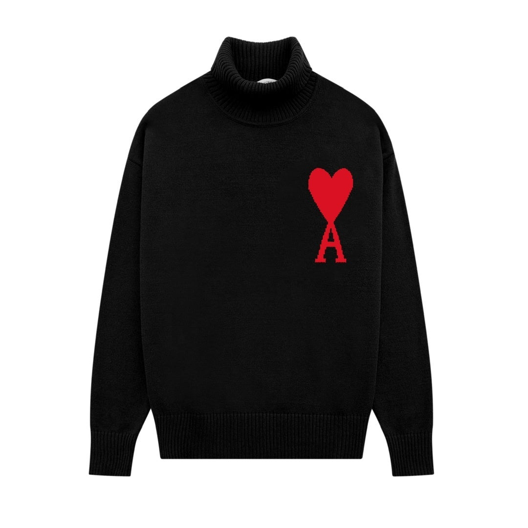 AMI Paris Ami De Coeur Turtleneck Sweater "Black"