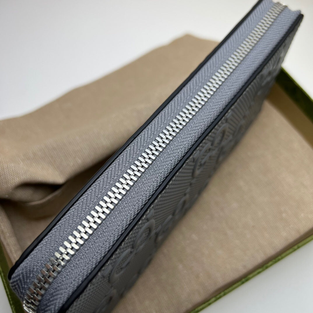 Gucci Textured Leather GG Embossed Long Wallet