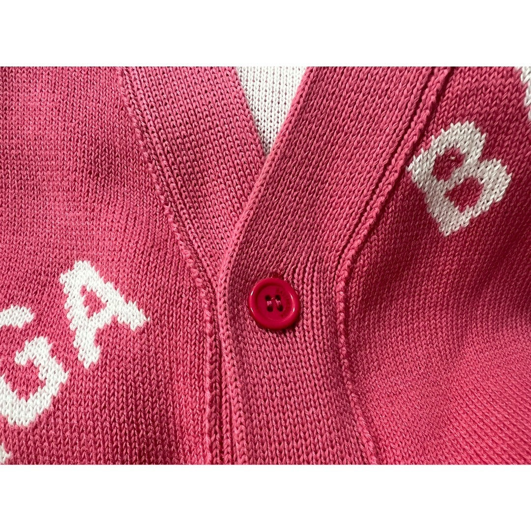Balenciaga All-Over Logo Cardigan "Pink-White"