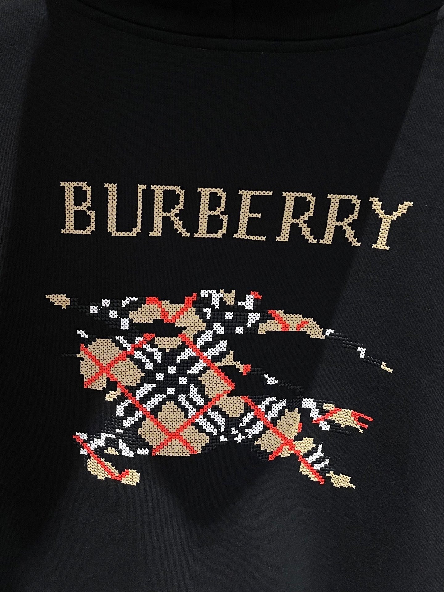 Burberry Cross Stitch EKD Cotton Hoodie "Black"