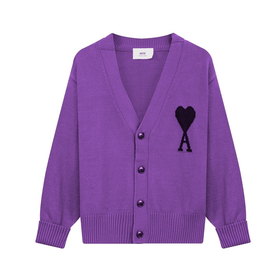 AMI Paris Ami De Coeur Cardigan "Purple"